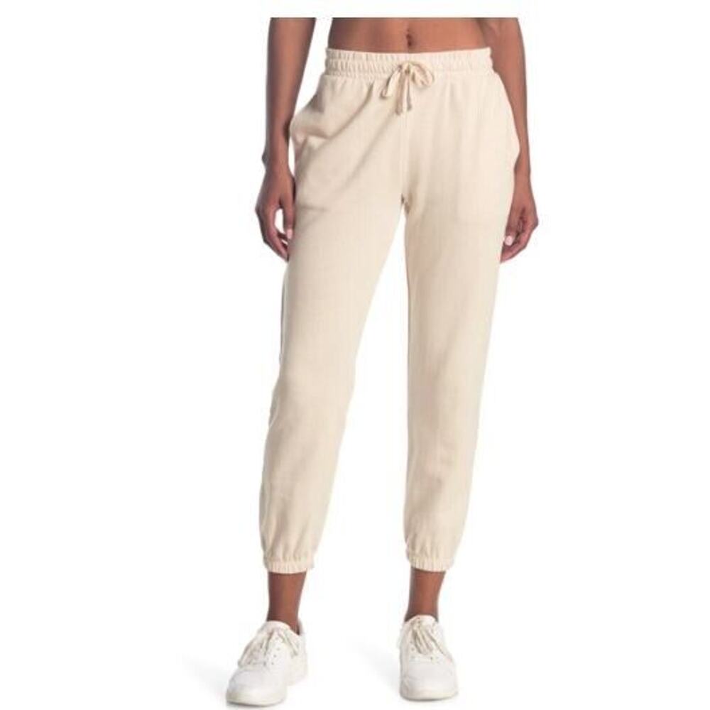Abound Women's Elastic Waist Jogger Pants in Beige Oatmeal Light Heather Small